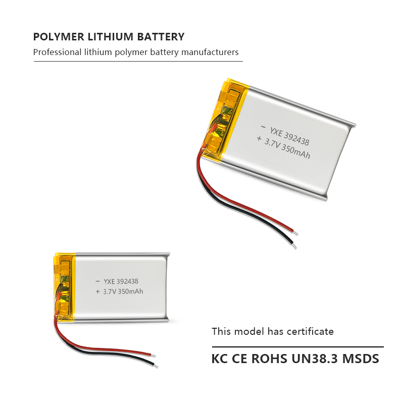 3.7 V Li-ion Battery 392438-350mah